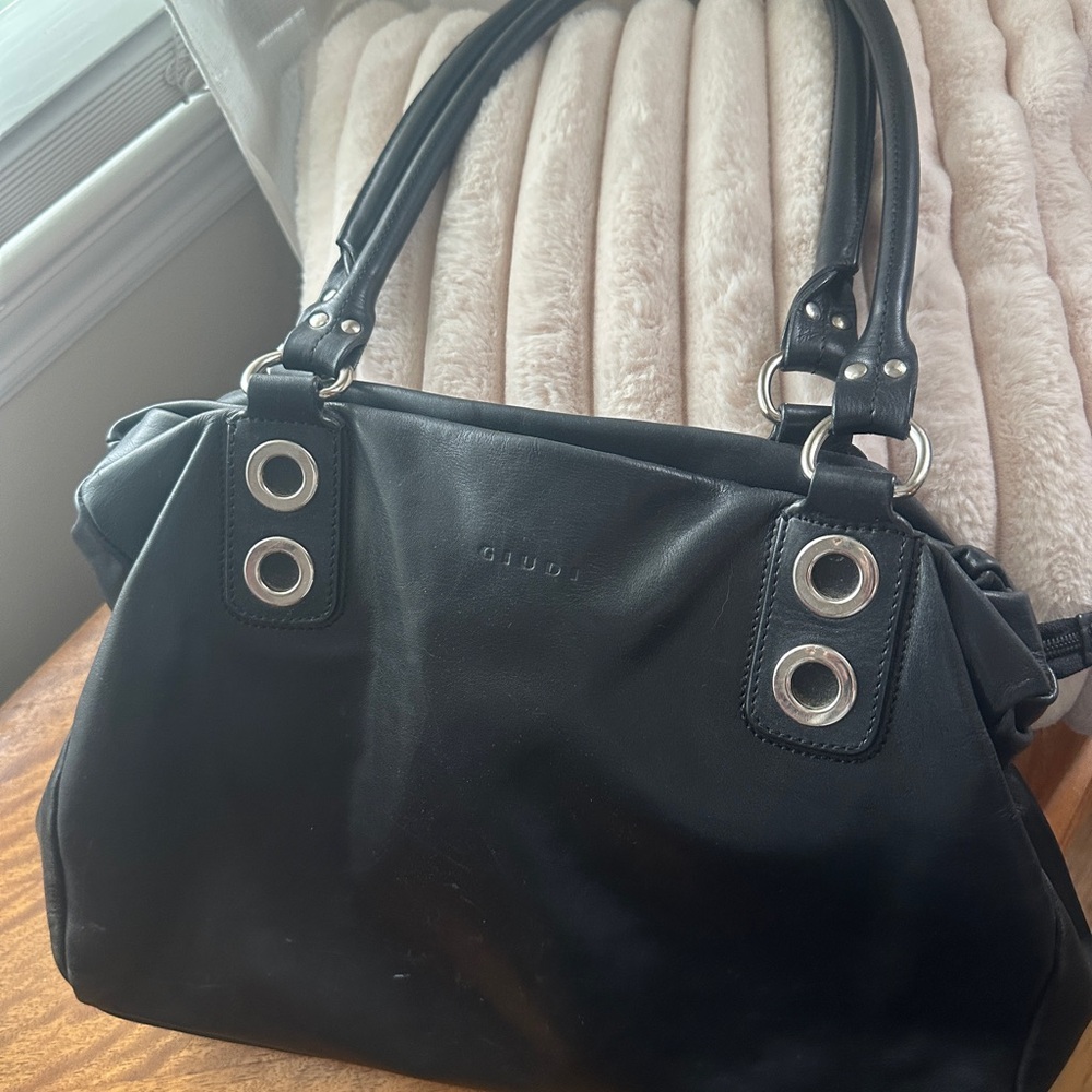 GIUDI Italy Black Leather Handbag/Tote - Picture 3 of 12